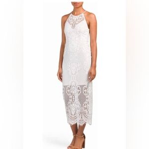 Shona Joy Ivory Lace Midi Dress
